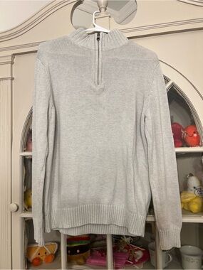 croft & barrow Light Gray Knit Half-Zip Sweater